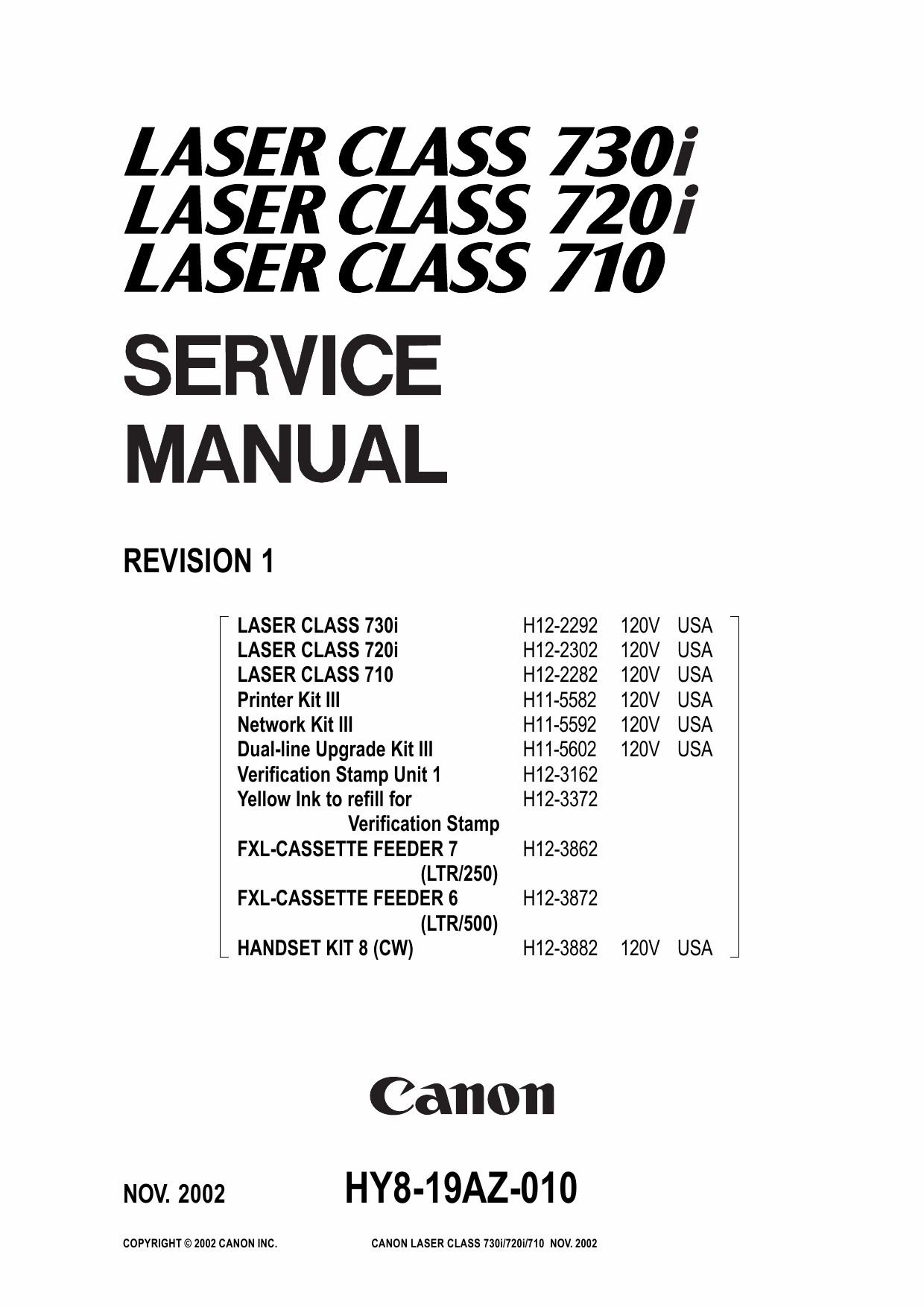 Canon imageCLASS LBP-730i 720i 710 Parts and Service Manual-1